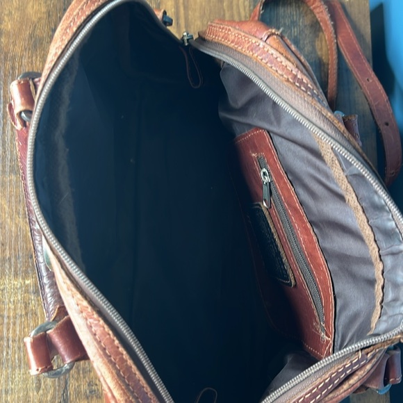 Vintage American West Tooled Leather Boho Hippie Western Doctor Dome Bag - Picture 8 of 9